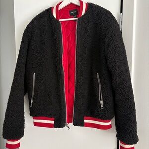 Forever 21 Black Sherpa Bomber Jacket